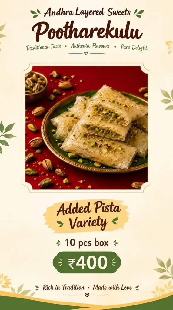 Pootharekulu - ( Added Pista) - 10 pcs
